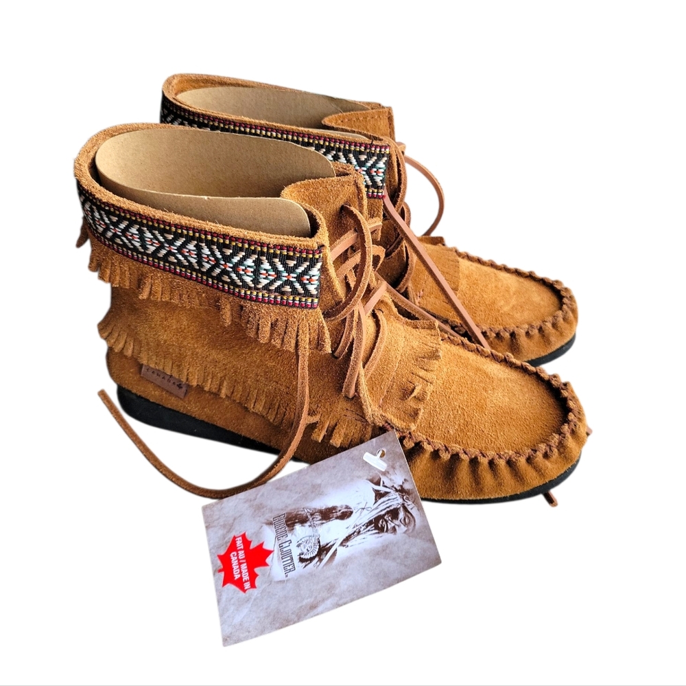 NWT | Laurentian Chief | Dark Tan Suede Moccasins - Made In Canada 🇨🇦